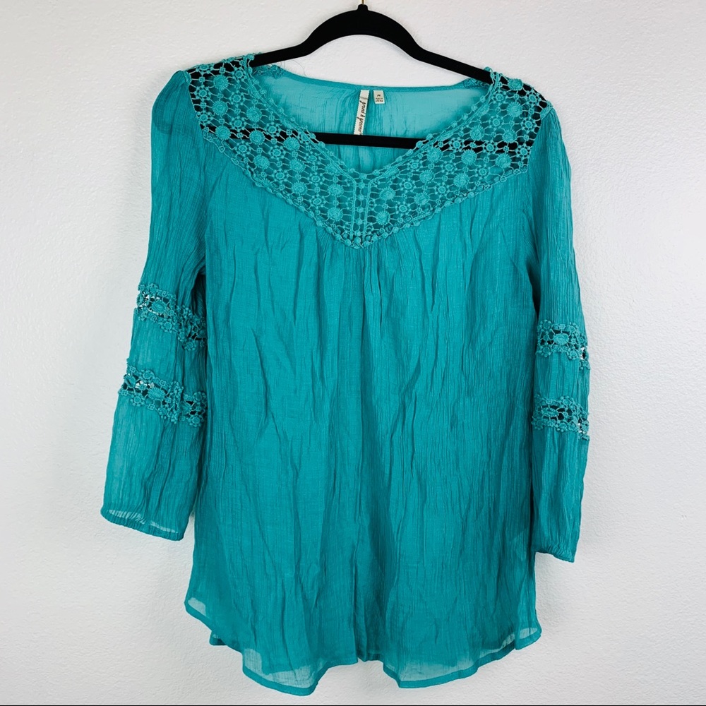 Grand & Greene Flowy Teal Tunic Blouse